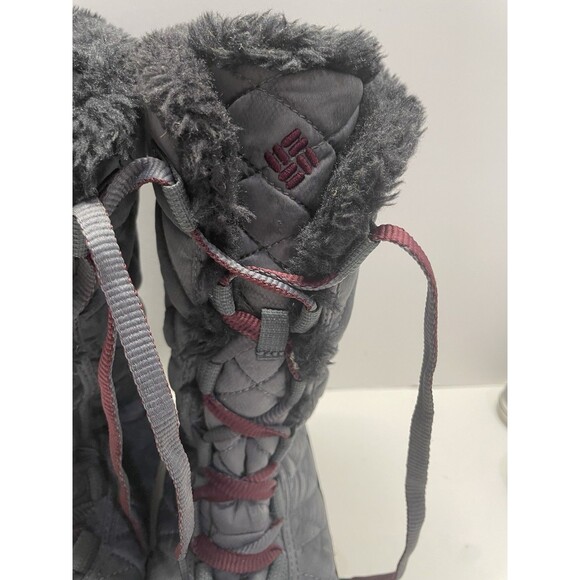 Columbia Minx Girls Y 4 Gray Waterproof Insulated Quilted Fleece Boot Winter - Picture 4 of 12